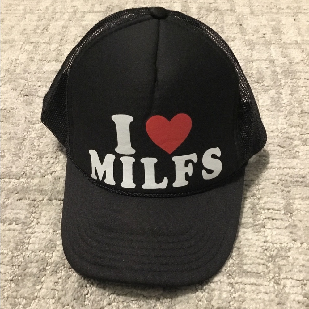 Black Trucker Hat with Red Heart